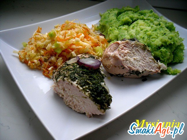 Dietetyczna pierś kurczaka z zielonym puree